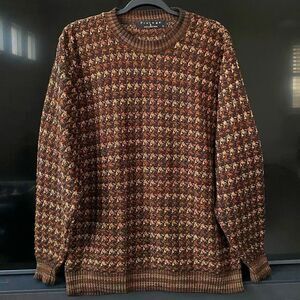 Protege Men's Retro  Style Houndstooth Crew Neck Sweater, Size L